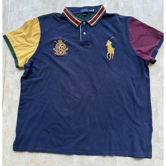 Polo Ralph Lauren Big Pony Polo Shirt Men's XXL Multi Color Custom Fit Crest - Picture 2 of 12